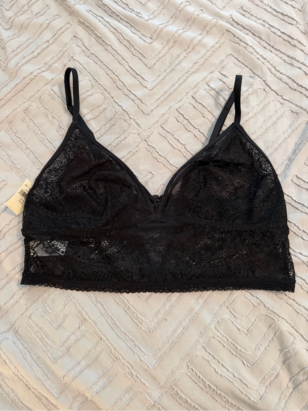 New aerie Black Lace Bralette with Delicate Trim